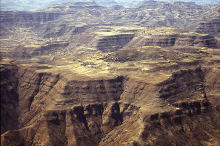 View of the Ethiopian highlands from an aeroplane